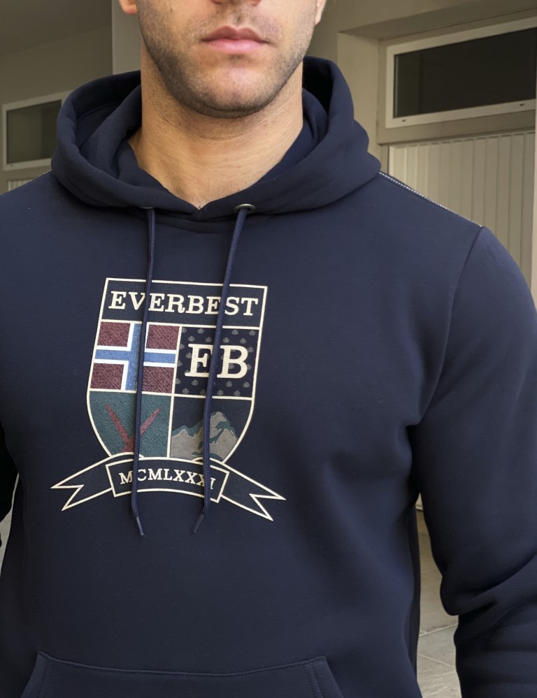 Everbest Ανδρικό Plus Size μπλε navy φούτερ με κουκούλα 251009 φωτογραφία